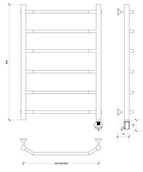 Полотенцесушитель электрический Secado Агата 1 80x50 белый матовый