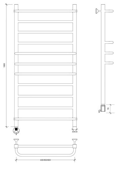 Полотенцесушитель электрический Secado Модена 2 100x50 белый матовый