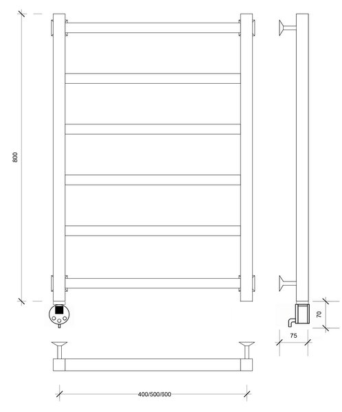 Полотенцесушитель электрический Secado Корсико 1 80x60 белый матовый