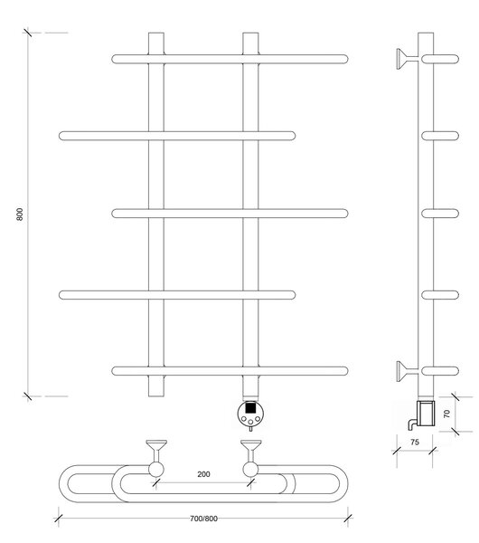Полотенцесушитель электрический Secado Венеция 4 80x20x70 белый матовый