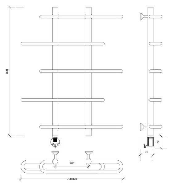 Полотенцесушитель электрический Secado Венеция 4 80x20x80 белый матовый