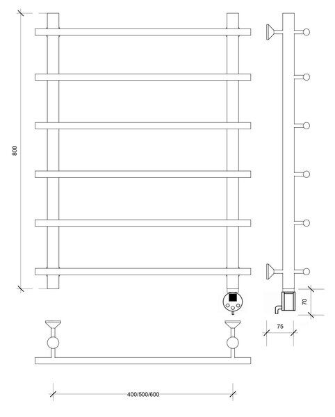 Полотенцесушитель электрический Secado Турин 1 80x60 белый матовый