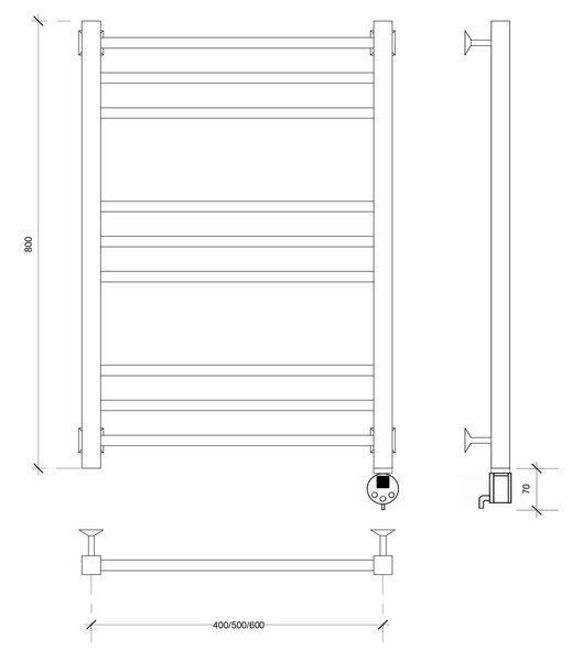 Полотенцесушитель электрический Secado Модена 3 80x50 белый матовый