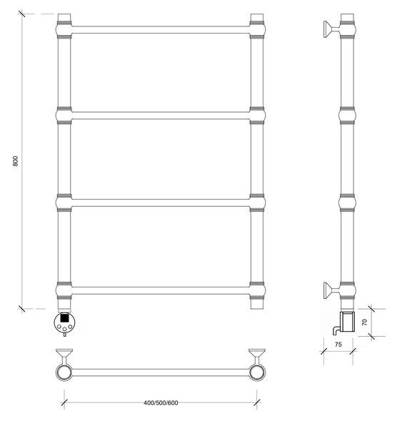Полотенцесушитель электрический Secado Флоренция 1 80x60 белый матовый