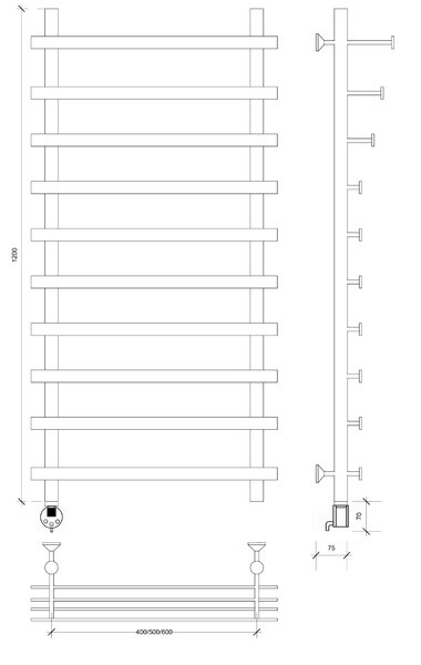 Полотенцесушитель электрический Secado Понтида 7 СП 120x50x60 белый матовый