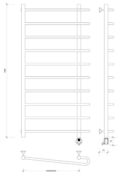 Полотенцесушитель электрический Secado Венеция 2 120x40x50 белый матовый