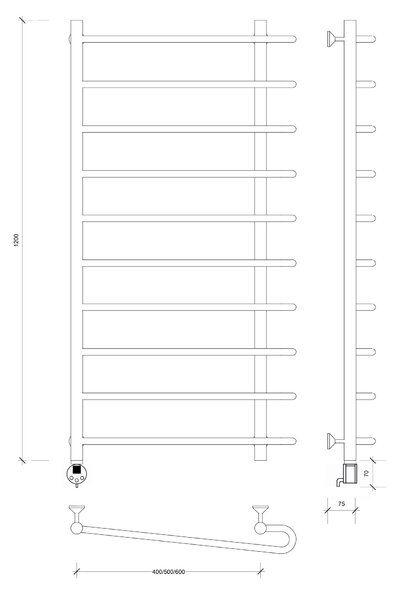 Полотенцесушитель электрический Secado Венеция 2 120x60x70 белый матовый