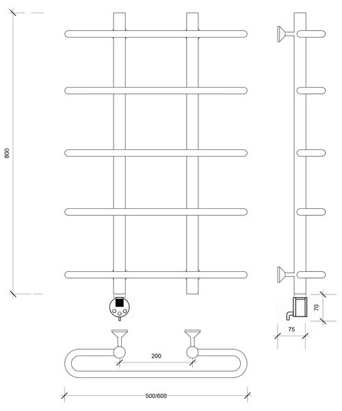 Полотенцесушитель электрический Secado Венеция 1 80x20x60 белый матовый