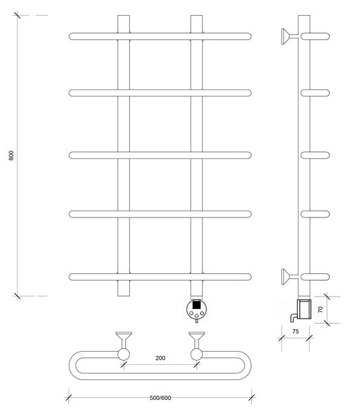 Полотенцесушитель электрический Secado Венеция 1 80x20x60 белый матовый
