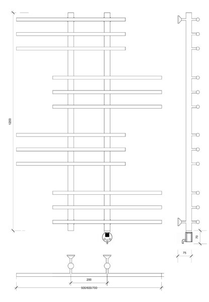 Полотенцесушитель электрический Secado Турин 5 120x20x70 белый матовый
