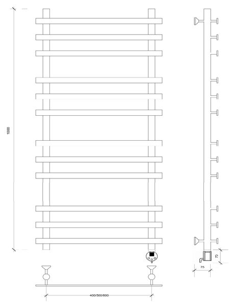 Полотенцесушитель электрический Secado Понтида Плюс 100x50x60 белый матовый