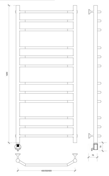 Полотенцесушитель электрический Secado Агата 3 120x60 белый матовый