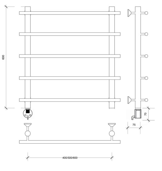 Полотенцесушитель электрический Secado Турин 1 60x60 белый матовый