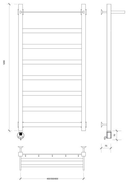 Полотенцесушитель электрический Secado Комано 1 СП 120x60 белый матовый