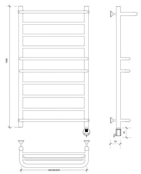 Полотенцесушитель электрический Secado Верона 2 100x50 белый матовый