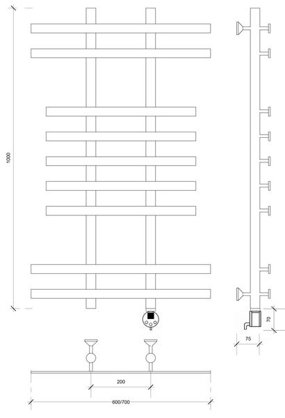 Полотенцесушитель электрический Secado Понтида 2 100x20x70 белый матовый