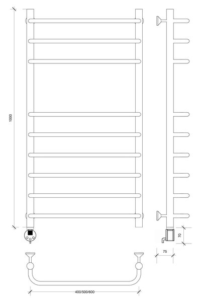 Полотенцесушитель электрический Secado Мерида 5 100x40 белый матовый