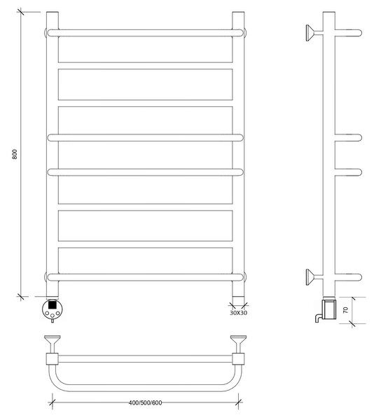 Полотенцесушитель электрический Secado Модена 2 80x50 белый матовый