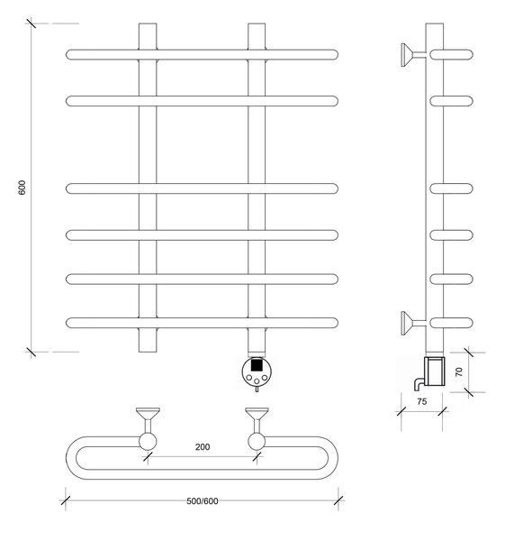 Полотенцесушитель электрический Secado Венеция 5 60x20x60 белый матовый