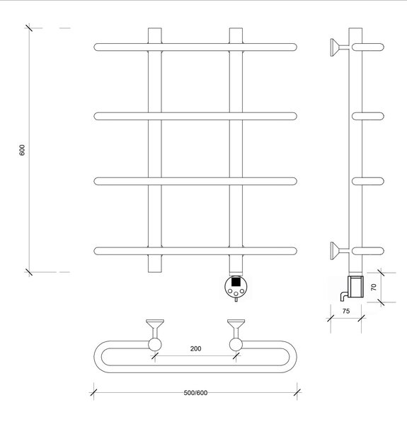Полотенцесушитель электрический Secado Венеция 1 60x20x50 белый матовый