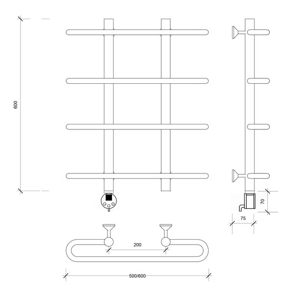 Полотенцесушитель электрический Secado Венеция 1 60x20x60 белый матовый
