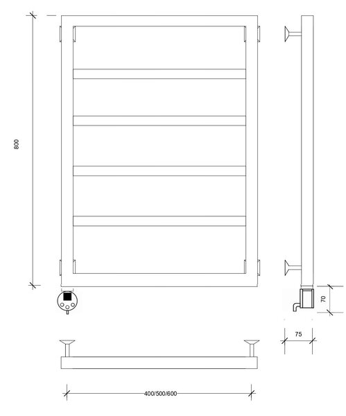 Полотенцесушитель электрический Secado Парма 2 80x40 белый матовый