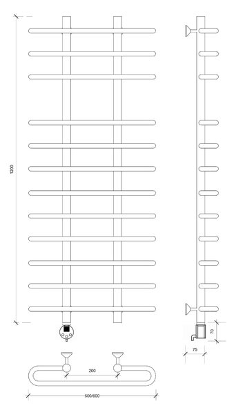 Полотенцесушитель электрический Secado Венеция 5 120x20x60 белый матовый