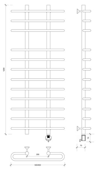 Полотенцесушитель электрический Secado Венеция 5 120x20x60 белый матовый