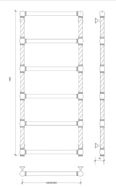 Полотенцесушитель водяной латунный Secado Фалерони 1 Trenza 60x120 бронза