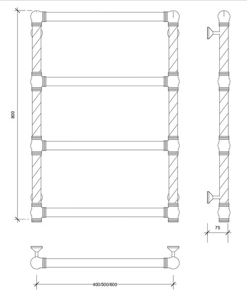 Полотенцесушитель водяной латунный Secado Фалерони 1 Trenza 40x80 бронза