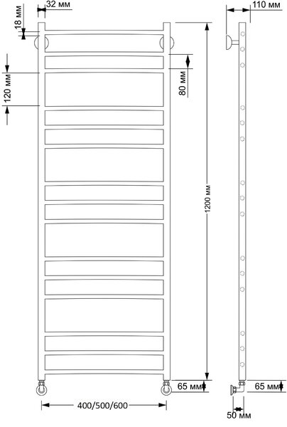Полотенцесушитель водяной латунный Secado Триада 3 50x120 бронза