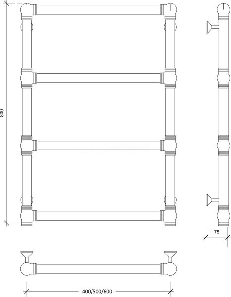 Полотенцесушитель водяной латунный Secado Фалерони 1 60x80 бронза