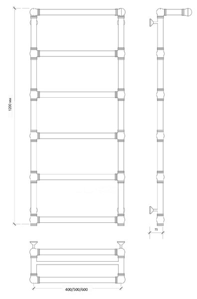 Полотенцесушитель водяной латунный Secado Фалерони 2 50x120 бронза