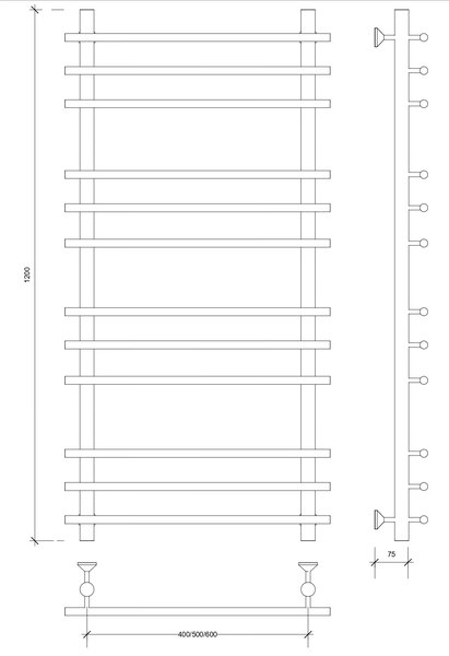 Полотенцесушитель водяной латунный Secado Турин плюс 120x50x60 бронза