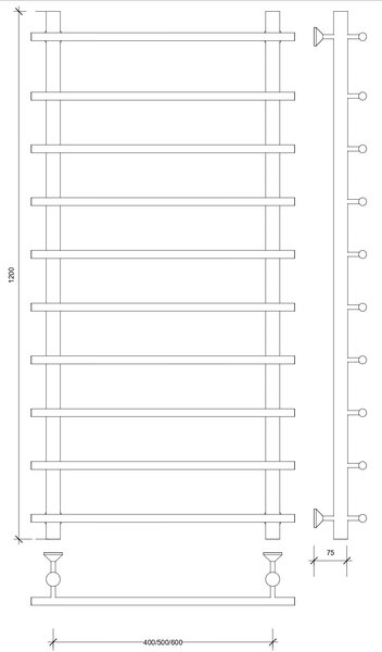 Полотенцесушитель водяной латунный Secado Турин 1 120x50x60 бронза