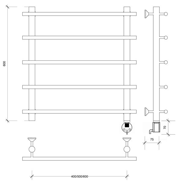 Полотенцесушитель электрический латунный Secado Турин 1 60x40x50 бронза