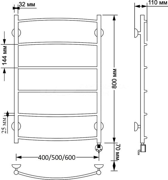 Полотенцесушитель электрический латунный Secado Милан 1 плюс 50x80 бронза