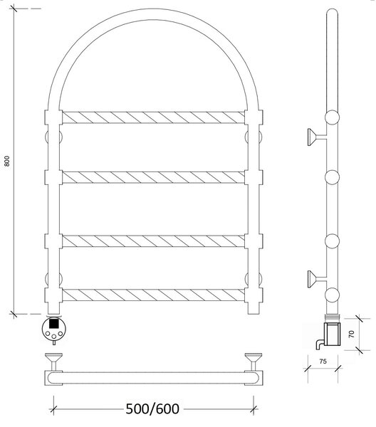 Полотенцесушитель электрический латунный Secado Римини 2 Trenza 50x80 бронза