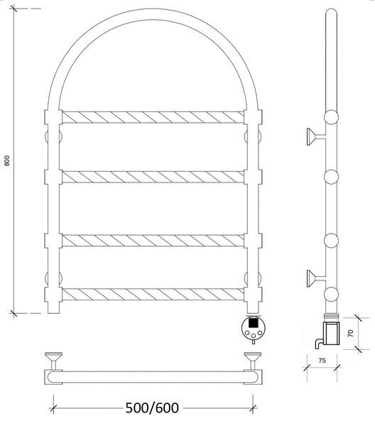 Полотенцесушитель электрический латунный Secado Римини 2 Trenza 50x80 бронза