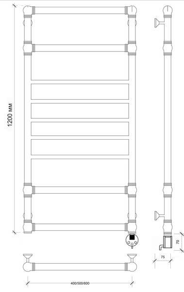 Полотенцесушитель электрический латунный Secado Бароло 50x120 бронза