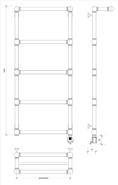 Полотенцесушитель электрический латунный Secado Фалерони 2 50x120 бронза