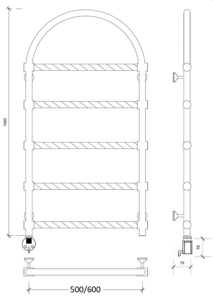 Полотенцесушитель электрический латунный Secado Римини 2 Trenza 60x100 бронза