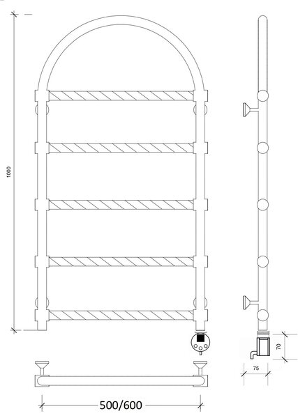 Полотенцесушитель электрический латунный Secado Римини 2 Trenza 60x100 бронза
