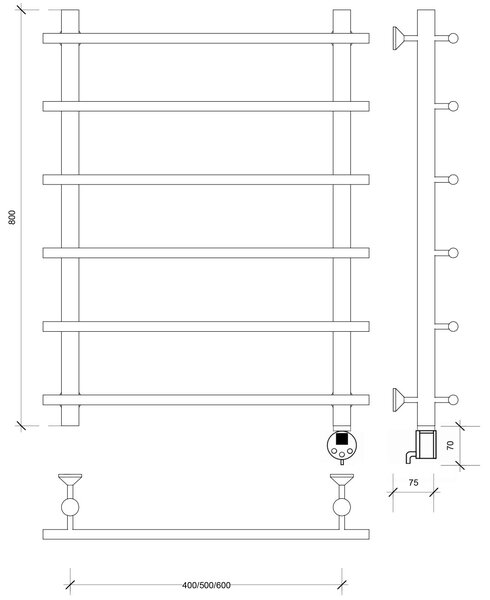 Полотенцесушитель электрический латунный Secado Турин 1 80x60x70 бронза