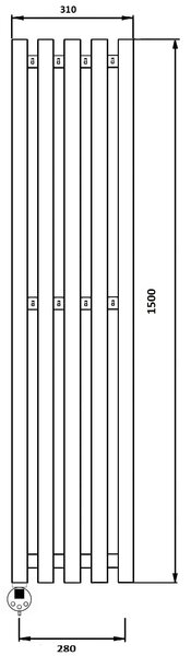 Дизайн-радиатор электрический Secado Бергамо 5К 1500x280 графит