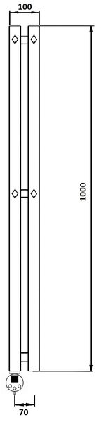 Дизайн-радиатор водяной Secado Сандриго 2К 1000x100 хром
