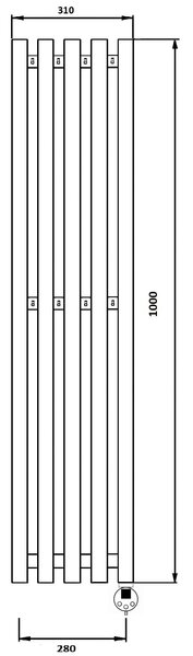 Дизайн-радиатор электрический Secado Бергамо 5К 1000x280 хром