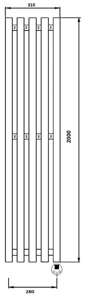 Дизайн-радиатор электрический Secado Бергамо 5К 2000x280 хром