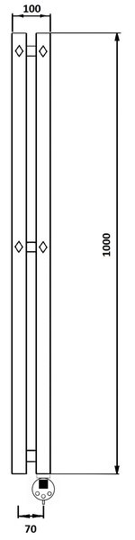 Дизайн-радиатор электрический Secado Сандриго 2К 1000x100 хром