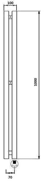Дизайн-радиатор электрический Secado Бергамо 2К 1000x70 хром